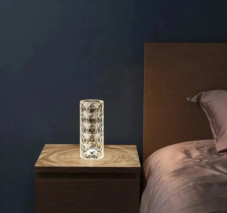 Nordic Crystal Lamp USB Table Lamps Bedroom Touch Dimming Atmosphere Diamond Night Light Rose Projector Lamp Decor - EX-STOCK CANADA