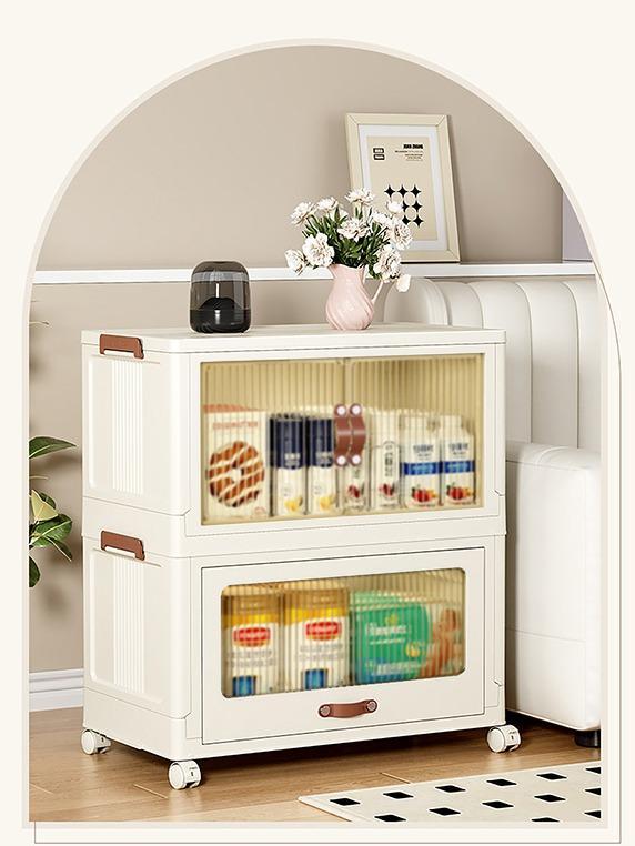 Baby Safety Transparent Opening Lid Indoor Home Decoration Storage Cabinet With Wheels EX-STOCK