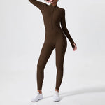 Long Sleeve Outdoor Sports Jumpsuit Workout Clothes Zipper Training Skinny Hip Raise Yoga Clothes - EX-STOCK CANADA