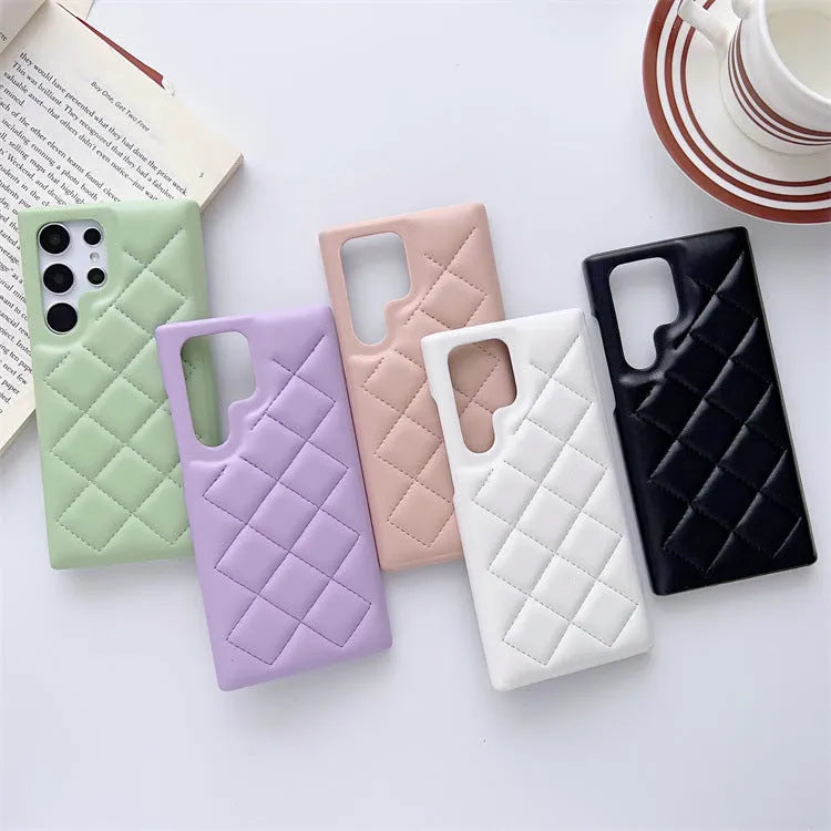 Diamond Plaid Samsung leather Phone case - EX-STOCK CANADA