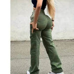 Straight Leg Cargo Pants Women High Waist Casual Baggy Pants - EX-STOCK Canada