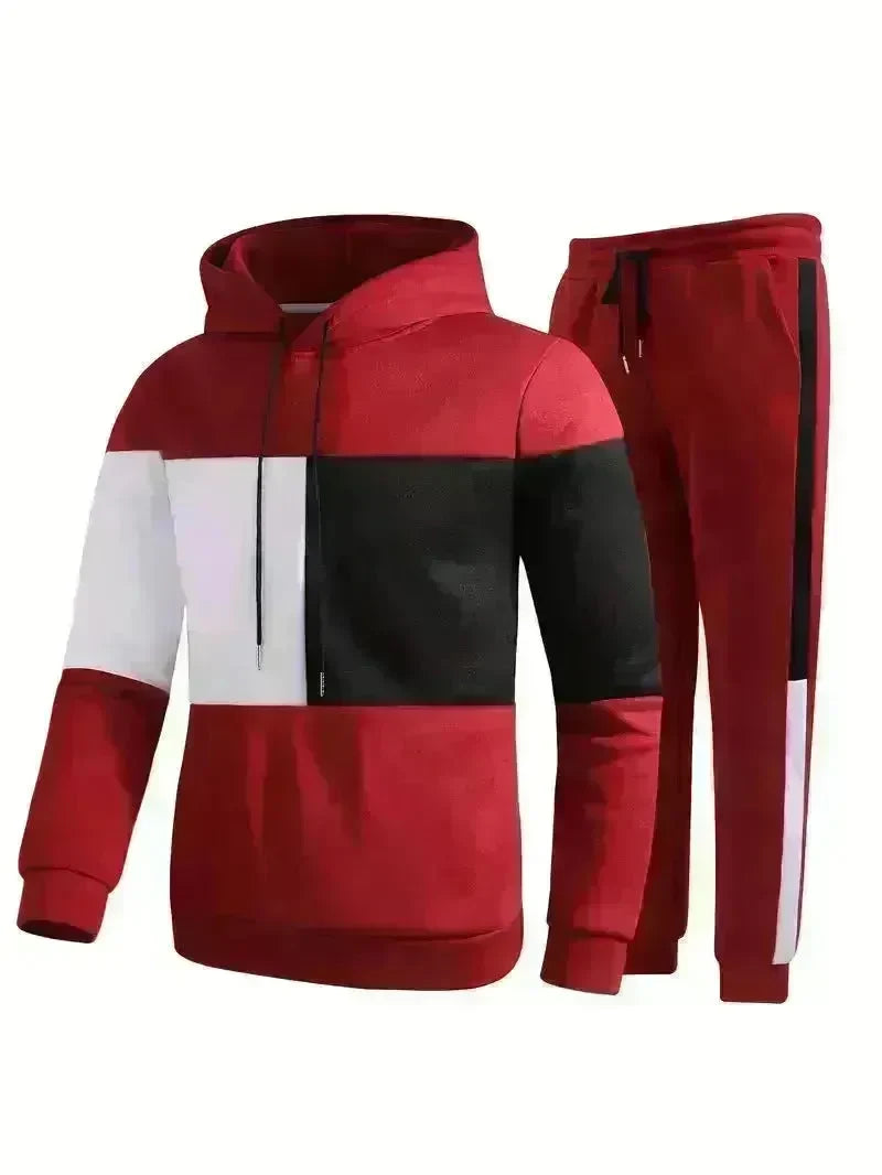 Casual Classic Plaid  Long Sleeve Sweatshirt Hoodie set Suit men - EX-STOCK CANADA