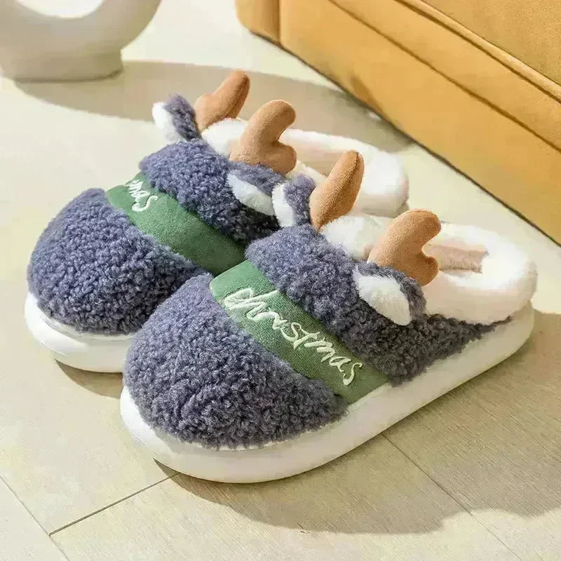 Christmas Shoes Winter Home Slippers Elk Soft Cozy Bedroom Slipper Slip On House Shoes - EX-STOCK CANADA