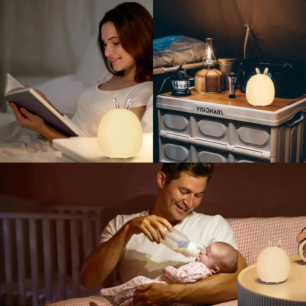 Baby Feeding, Adjustable, Creative, Rabbit, Elk Touch Light, Clap Light, Small Electric Light, Soft Baby Lamp toy - EX-STOCK CANADA