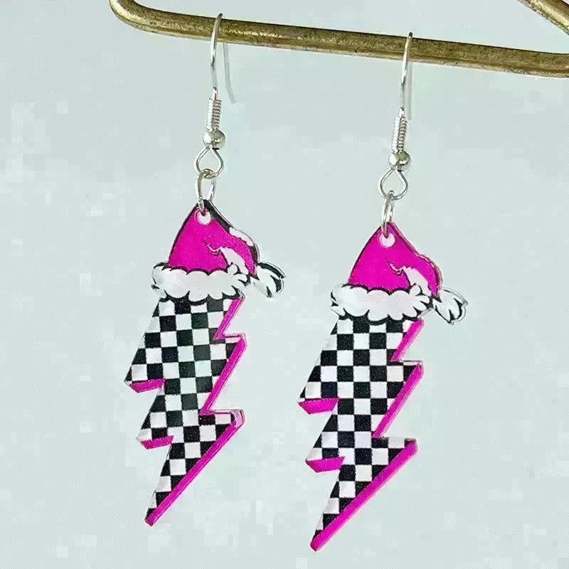 Acrylic Earrings Christmas Cute Cartoon Christmas Santa Claus Tree Football Lightning Earrings Jewelry - EX-STOCK CANADA
