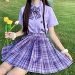 Student Jk Plaid Skirt Preppy Style Mini Pleated Kilt Skirt - EX-STOCK Canada