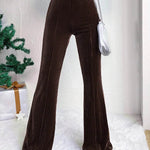 High Waist Lamp Wick Corduroy Bell-bottom Pants Wide Leg Women - EX-STOCK Canada