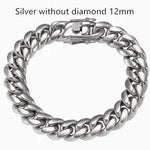 Men's Cuban Link Chain Titanium Steel Silver Bracelet - EX-STOCK CANADA
