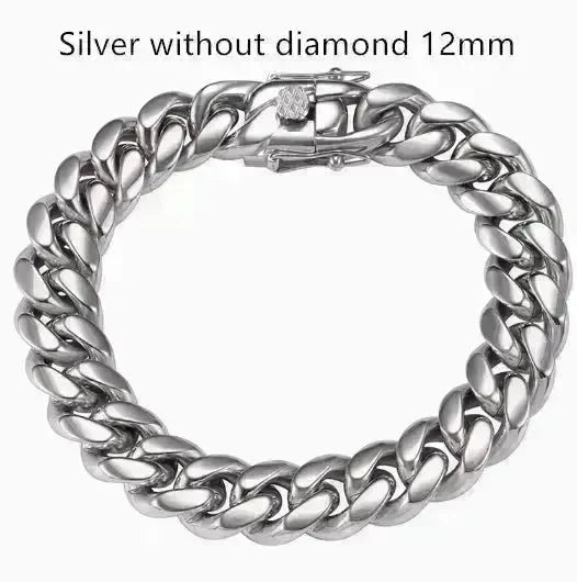 Men's Cuban Link Chain Titanium Steel Silver Bracelet - EX-STOCK CANADA