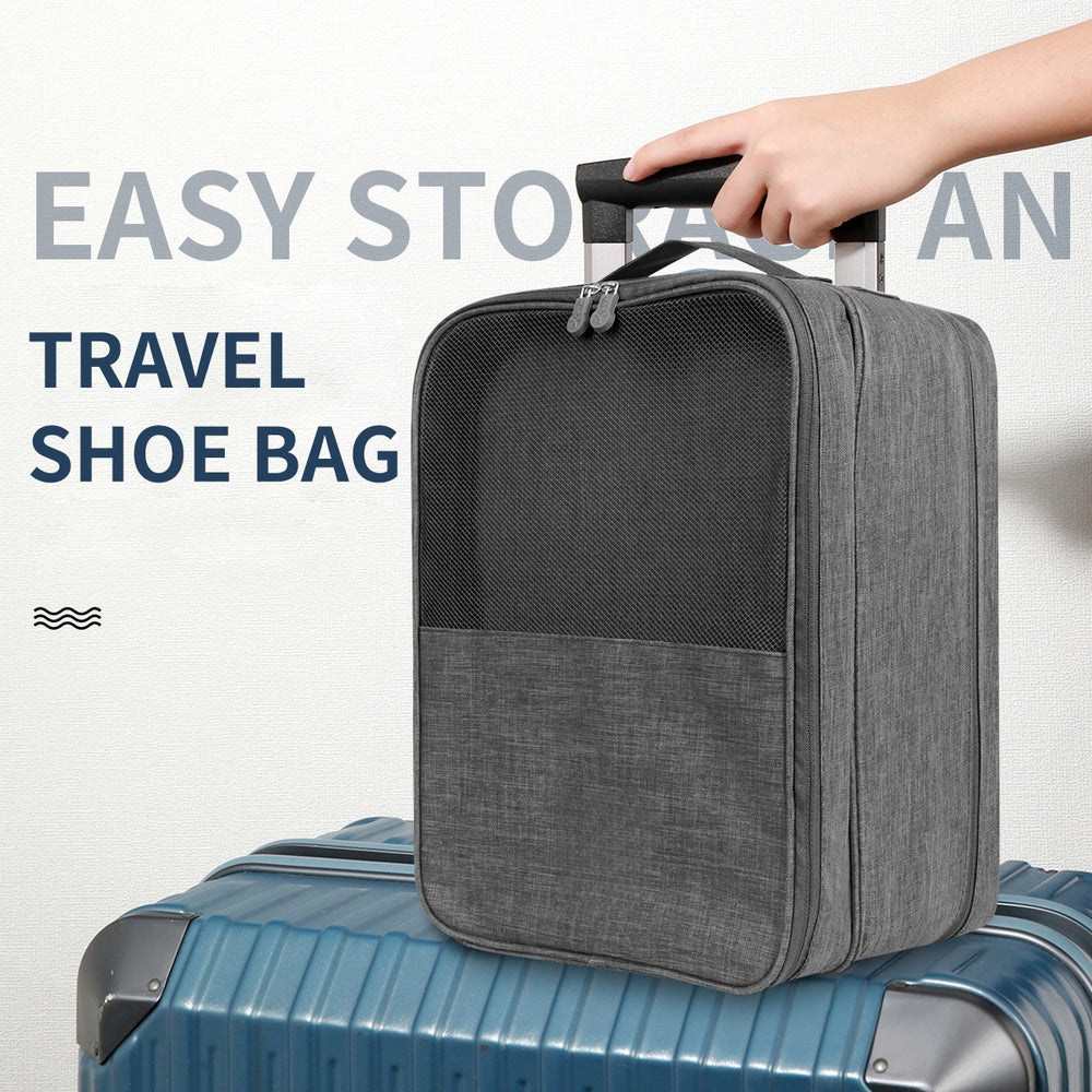 Travel Shoe Storage Bag – Multi-Layer Organizer for Shoes, Clothes & Accessories grey