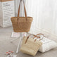 Large Capacity Fashion Urban Simple White Khaki Straw Braided shopper Beach Bag - EX-STOCK CANADA