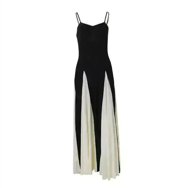 Luxury Women Sleeveless Color Contrast Sling Dress for Wedding Cocktail Evening Party events - EX-STOCK CANADA
