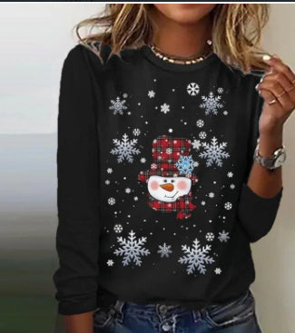 Snowman Printed Panel Loose Sweater EX-STOCK Canada 