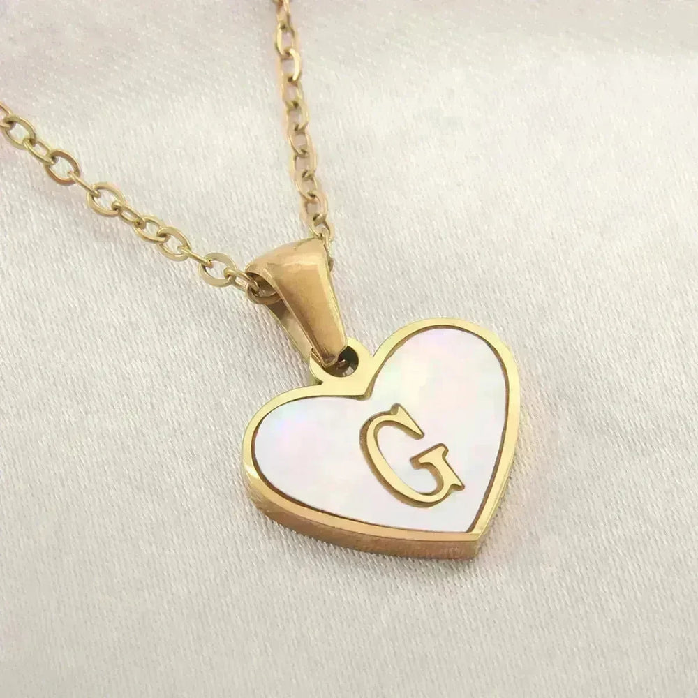 26 Letter Heart-shaped Necklace White Shell Love Clavicle Chain Fashion Personalized Necklace For Women Jewelry Valentine's Day - EX-STOCK CANADA
