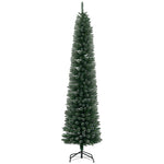 7.5FT Artificial Snow Dipped Christmas Tree Xmas Pencil Tree Holiday Home Indoor Decoration With Foldable Black Stand, Green EX-STOCK Canada 