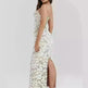 Women White Lace Wedding Dinner Party Cocktail Bodycon Spaghetti Strap Split Long Dress - EX-STOCK CANADA