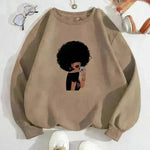 Women Figures Pattern Warm Lined Sweatshirt - EX-STOCK CANADA
