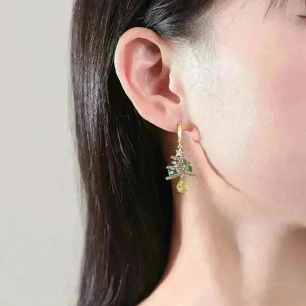New Christmas Tree Earrings With Colorful Rhinestones Fashion Personality Shining Earrings Gift For Women Jewelry - EX-STOCK CANADA