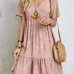 Summer Beach  V-neck Dresses Women's Loose Casual Short-sleeved Loose Skater Dress for Chic Ladies - EX-STOCK CANADA