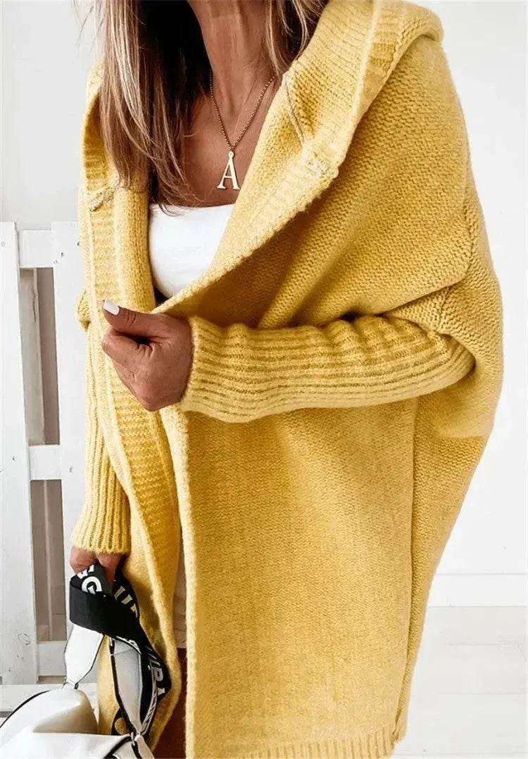 Oversized Head cover Knitted Long Kimono Cashmere Cardigan for Women - EX-STOCK Canada