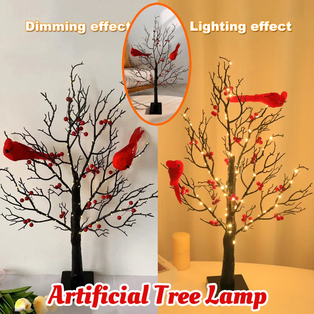 Lighted Mini Birch Tree Light LED Cardinals Christmas Tree Vintage Glowing Tree Light For Table Holiday Home Xmas Decoration EX-STOCK Canada 