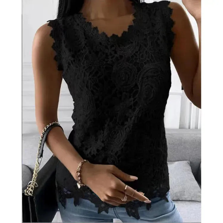 Elegant Women Summer Flowers Lace Blouse top - EX-STOCK CANADA