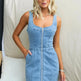 Spring And Summer Casual Slim Fit Denim Sleeveless Dress - EX-STOCK CANADA