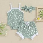 Casual Newborn Baby girl Romper suit with head bowtie headband Two piece for newborn baby girl - EX-STOCK Canada