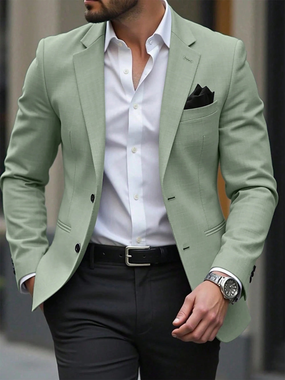 Men's Casual Light Business Suit Jacket light green