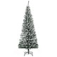 6ft Flocked Christmas Tree, Pencil Christmas Tree With Realistic Branch Tips, Folding Metal Stand, Green EX-STOCK Canada 