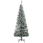 6ft Flocked Christmas Tree, Pencil Christmas Tree With Realistic Branch Tips, Folding Metal Stand, Green EX-STOCK Canada 