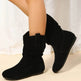 Round Toe Flat Boots Fashion Solid Color Suede Mid-calf Boot Winter Warm Shoes For Women - EX-STOCK Canada