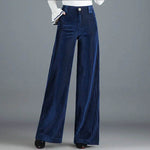 Gold Silk Striped Velvet Wide Leg trouser Pants Women - EX-STOCK Canada