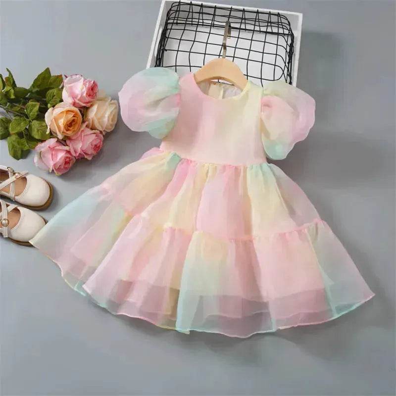Girls Princess Mesh Puff Sleeve Dress Princess gown for kids - EX-STOCK Canada