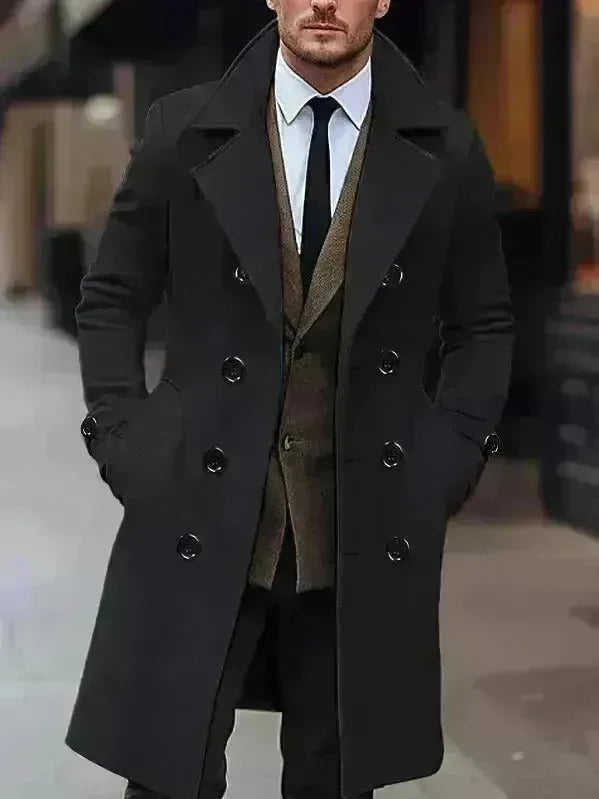 Fall Winter Men Woolen Coat Double Breasted Overcoat for men - EX-STOCK CANADA
