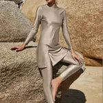 Pure Color Long-sleeved Trousers Fully Surrounded Conservative Beach Surfing Sunscreen ArabSwimsuit - EX-STOCK Canada