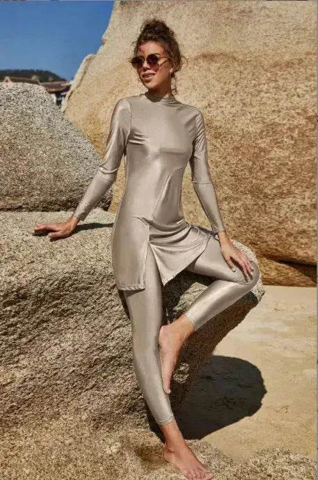 Pure Color Long-sleeved Trousers Fully Surrounded Conservative Beach Surfing Sunscreen ArabSwimsuit - EX-STOCK Canada