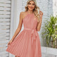 Halter Strapless Dresses For Women Solid Pleated Skirt Summer Beach Sundress - EX-STOCK CANADA