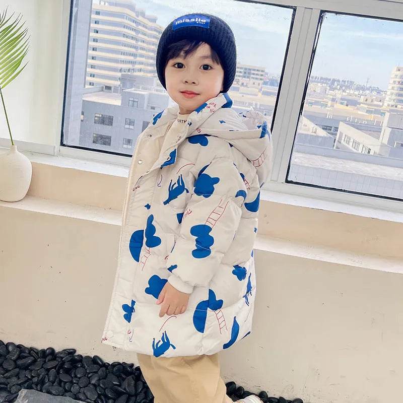 New Style Children's Down Jacket Middle Long Cute Thickened Cotton - EX-STOCK Canada