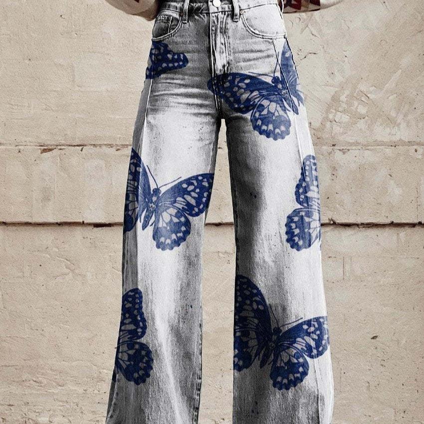 Women's Wide-leg Pants Fashion High Waist Casual Trousers 3D Printing 
