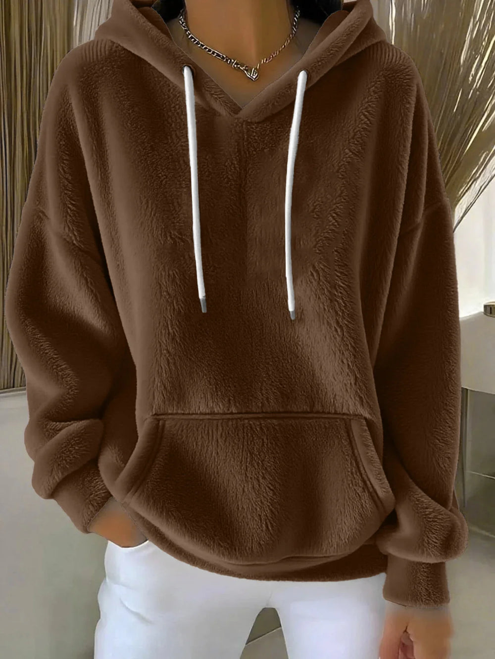 Women's Solid Color Lamb Fleece Lined Versatile Sweatshirt For Autumn And Winter EX-STOCK Canada 