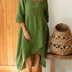 Women Maxi Dress Neck Pocket Summer Loose Casual Baggy Robe Female Retro Long Dresses - EX-STOCK CANADA
