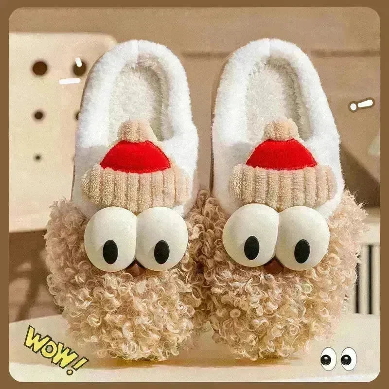 Cartoon Bearded Santa Claus Slippers Home Warm Non-slip Plush   Cotton Shoes Christmas Couple Floor Bedroom Slipper Women Men - EX-STOCK CANADA