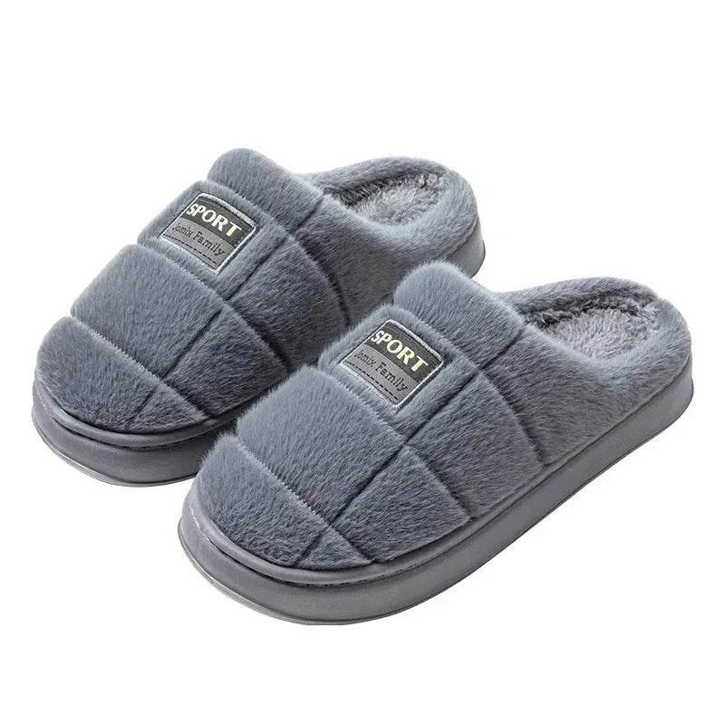 Men's Plaid Cotton Slippers Winter Warm House Shoes Indoor Thick-soled Non-slip Bedroom Floor Slipper Couple - EX-STOCK Canada
