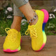 Lace-up Mesh Shoes With Rainbow Sole Design Fashion Walking Running Sports Shoes Sneakers For Women - EX-STOCK CANADA