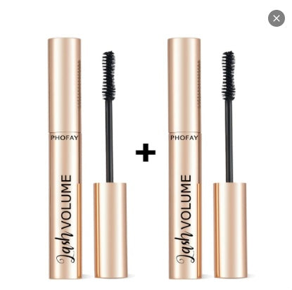 Two mascara tubes with black brushes and 'PHOFAY' branding on a white background.