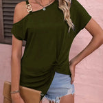 Women Clothes Off Shoulder Blouse Summer Irregular Design Tops Shirt - EX-STOCK CANADA