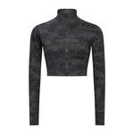 Autumn And Winter New Elastic Slim-fit High neck Zip Up Yoga crop top - EX-STOCK Canada