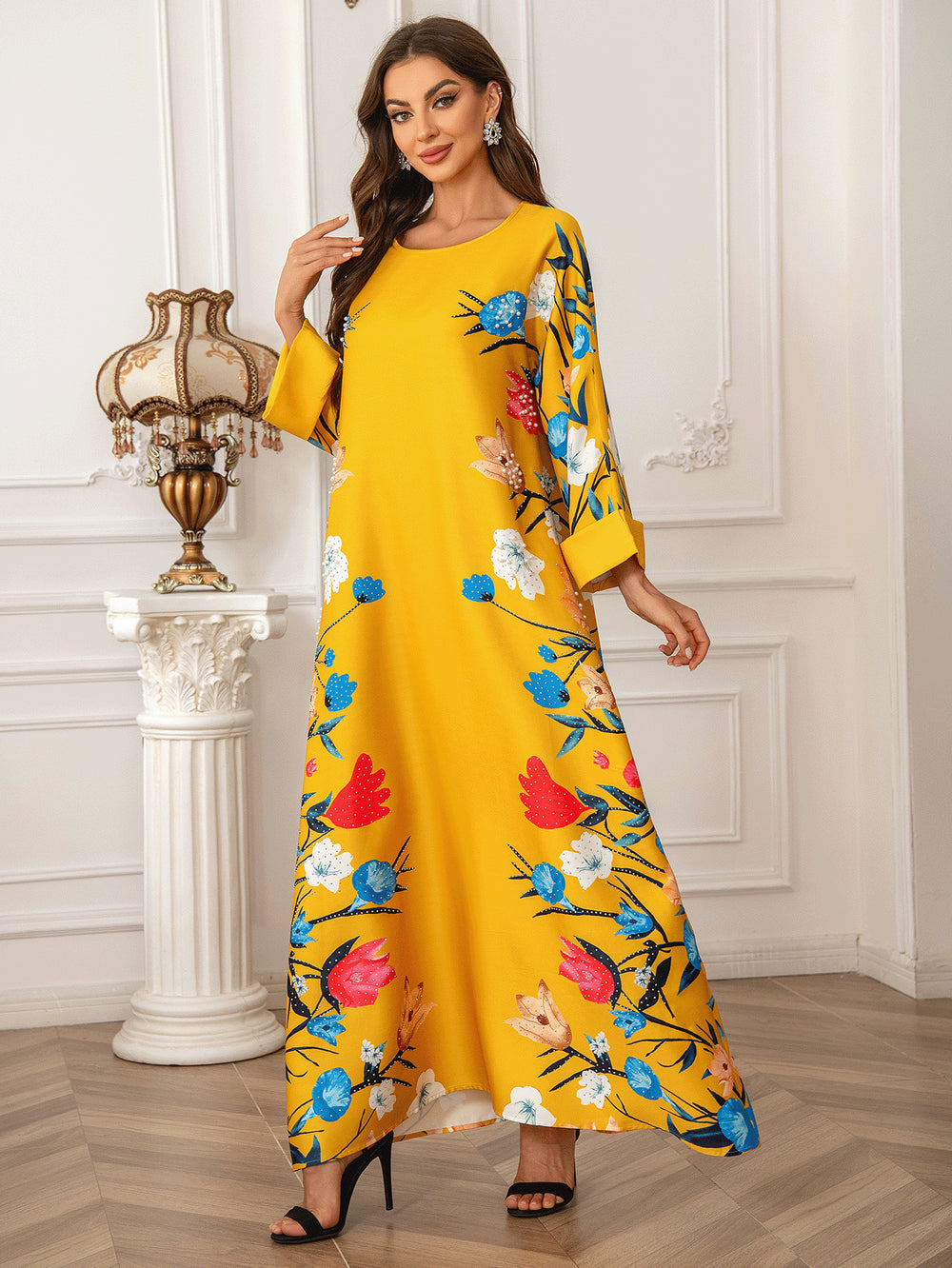 Robe Abaya Musulmane pour Femme imprimée à diamants chauds de mode de Dubaï - EX-STOCK Canada