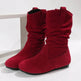 Round Toe Flat Boots Fashion Solid Color Suede Mid-calf Boot Winter Warm Shoes For Women - EX-STOCK Canada